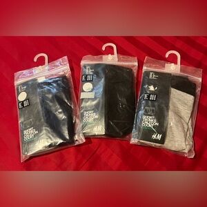 H&M Short Trunks. 3 packs.  Size L.  New in packing. 1 Black 1 Blue & 1 Gray.